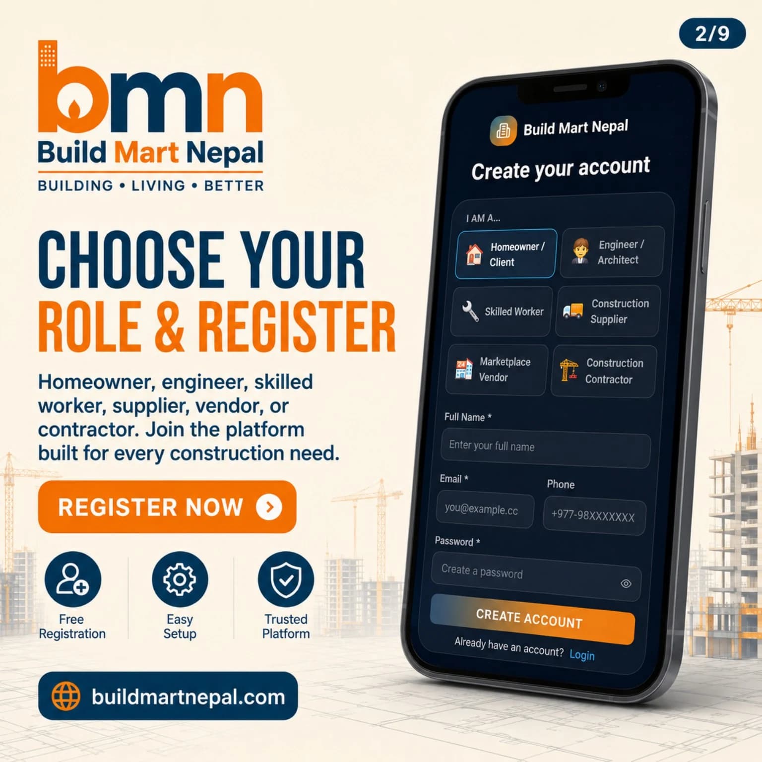 Choose your role and register